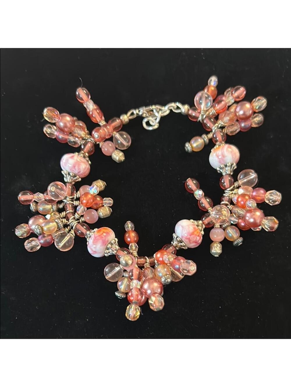 Crazy Beaded Bracelet in Pink and Silver